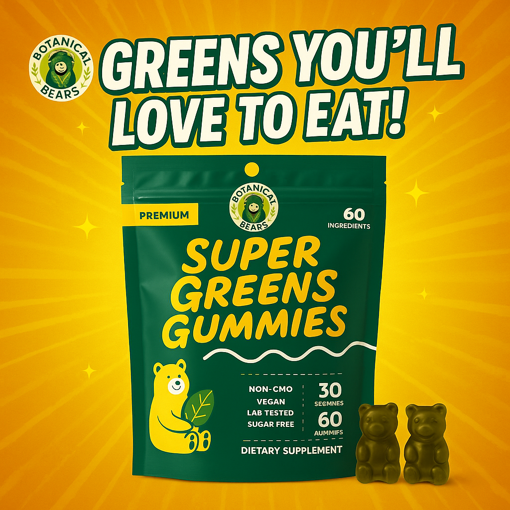Botanical Bears Organic Super Greens Gummies - Delicious Nutritional Boost!