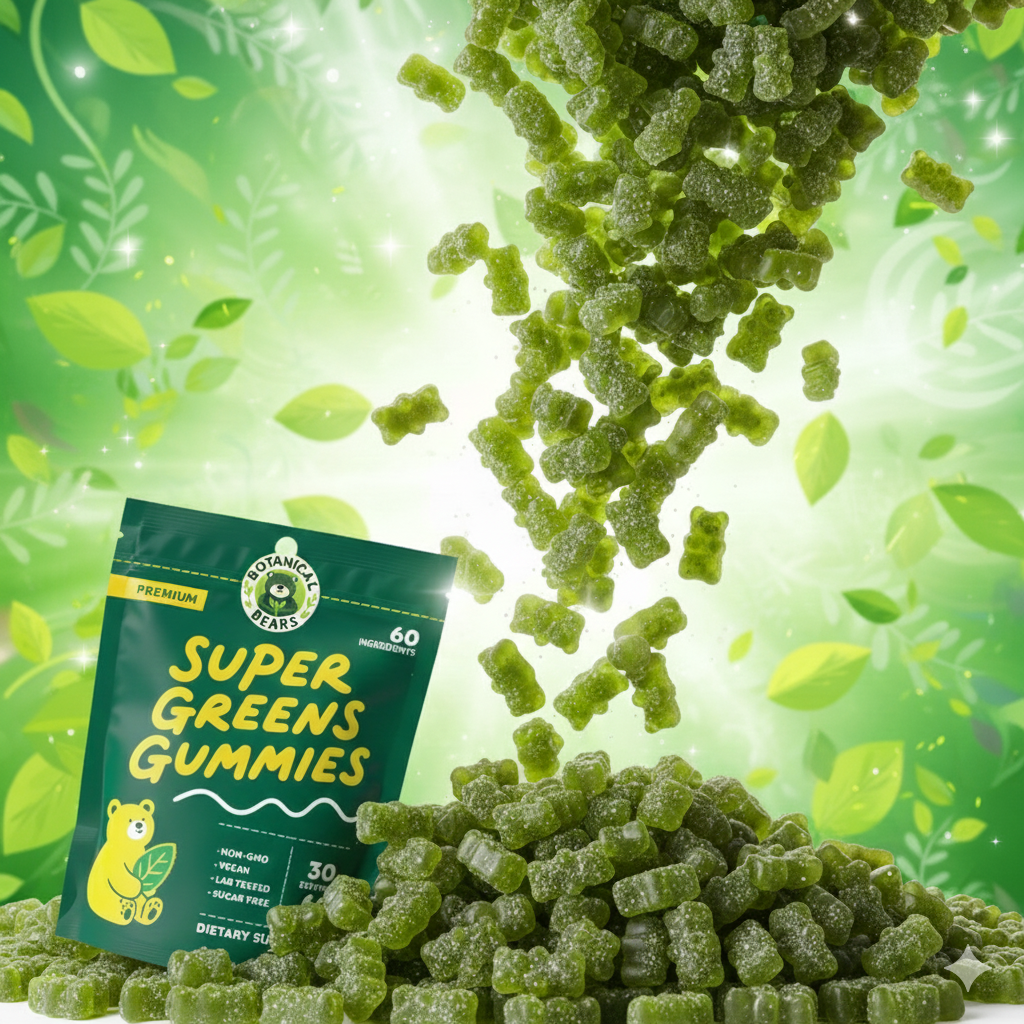 Botanical Bears Organic Super Greens Gummies - Delicious Nutritional Boost!